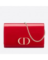 D 30 Montaigne Wallet On Chain In Red Patent Calfskin