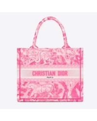 CD Unisex CD Small Book Tote Fluorescent Pink Toile De Jouy Transparent Canvas