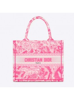 CD Unisex CD Small Book Tote Fluorescent Pink Toile De Jouy Transparent Canvas