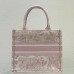 CD Unisex CD Small Book Tote Fluorescent Pink Toile De Jouy Transparent Canvas