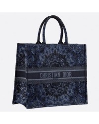 D Book Tote Bag In Blue KaleiDscopic Canvas
