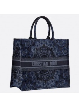 D Book Tote Bag In Blue KaleiDscopic Canvas