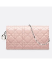 D Lady D Clutch With Chain In Pink Patent