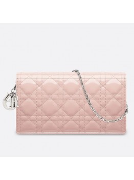 D Lady D Clutch With Chain In Pink Patent