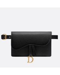 D Black Calfskin Saddle Belt Bag