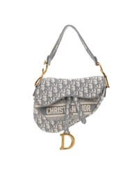 CHRISTIAN D Oblique Embroidered Saddle Bag Gray