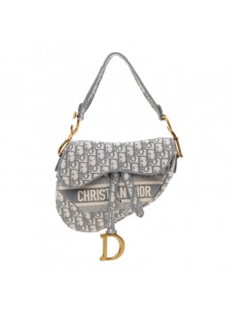 CHRISTIAN D Oblique Embroidered Saddle Bag Gray