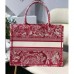CD Unisex Medium Book Tote Burgundy Toile De Jouy Stripes Embroidery