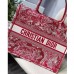 CD Unisex Medium Book Tote Burgundy Toile De Jouy Stripes Embroidery