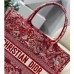CD Unisex Medium Book Tote Burgundy Toile De Jouy Stripes Embroidery