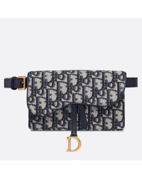 D Blue Oblique Saddle Belt Bag