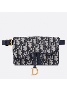 D Blue Oblique Saddle Belt Bag