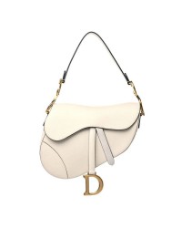 CHRISTIAN D Grained Calfskin Saddle Bag White