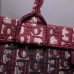 CD Unisex CD Book Tote Maroon CD Oblique Embroidered Velvet