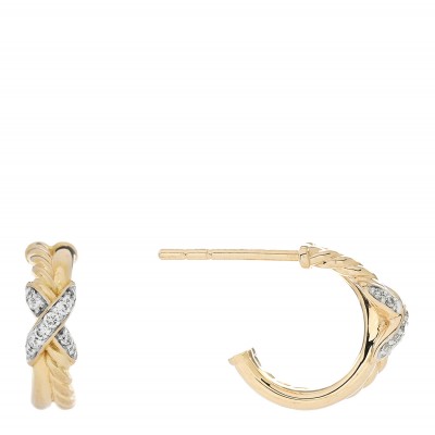18K Yellow Gold Diamond Petite Crossover X Earrings