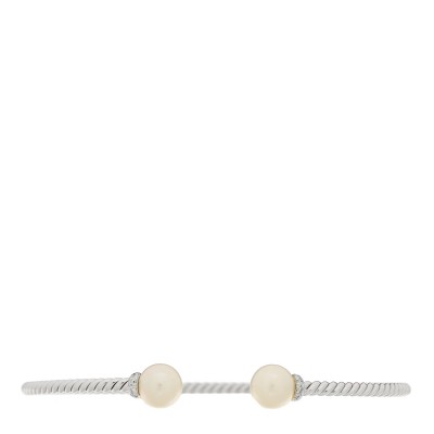18K White Gold Diamond Cultured Pearl 7mm Solari Bracelet