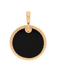 18K Yellow Gold Black Elements Disc Pendant