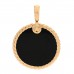 18K Yellow Gold Black Elements Disc Pendant
