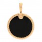 18K Yellow Gold Black Elements Disc Pendant