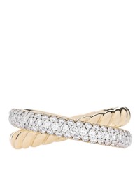 18K Yellow Gold Diamond 7.4mm Crossover Two Row Ring 53 6.25