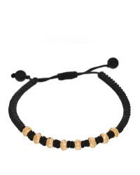 18K Yellow Gold Nylon Fortune Woven Bracelet Black