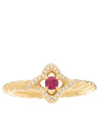 18K Yellow Gold Diamond Ruby 9mm Venetian Quatrefoil Ring 52 6