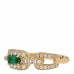 18K Yellow Gold Emerald Diamond 7mm Stax Chain Link Ring 54 7