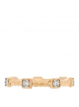 18K Yellow Gold Diamond Cable Collectibles Stack Ring 49 4.75