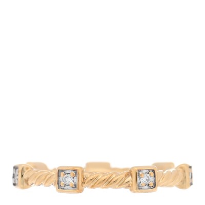 18K Yellow Gold Diamond Cable Collectibles Stack Ring 49 4.75