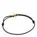 18K Yellow Gold Sculpted Cable Linked Cord Bracelet Black