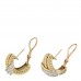 14K Yellow Gold Diamond Crossover 3 Row Hoop Earrings