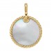18K Yellow Gold Black Onyx Mother of Pearl Elements Disc Pendant