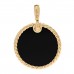 18K Yellow Gold Black Onyx Mother of Pearl Elements Disc Pendant