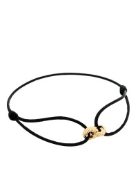 18K Yellow Gold Sculpted Cable Linked Cord Bracelet Black