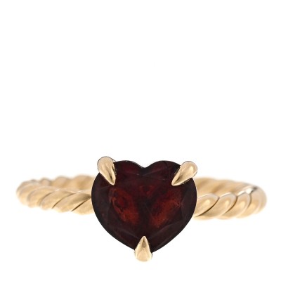18K Yellow Gold Garnet 7mm Heart Chatelaine Ring 47 4