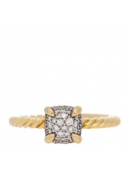 18K Yellow Gold Diamond 7mm Chatelaine Pave Ring 50 5.5