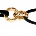 18K Yellow Gold Sculpted Cable Linked Cord Bracelet Black