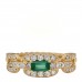 18K Yellow Gold Emerald Diamond 7mm Stax Chain Link Ring 54 7