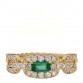 18K Yellow Gold Emerald Diamond 7mm Stax Chain Link Ring 54 7