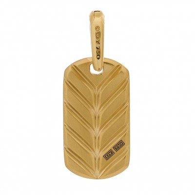 18K Yellow Gold 21mm Chevron Dog Tag Pendant