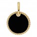 18K Yellow Gold Black Onyx Mother of Pearl Elements Disc Pendant