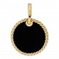 18K Yellow Gold Black Onyx Mother of Pearl Elements Disc Pendant