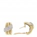 14K Yellow Gold Diamond Crossover 3 Row Hoop Earrings