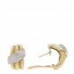 14K Yellow Gold Diamond Crossover 3 Row Hoop Earrings