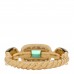 18K Yellow Gold Emerald Diamond 7mm Stax Chain Link Ring 54 7