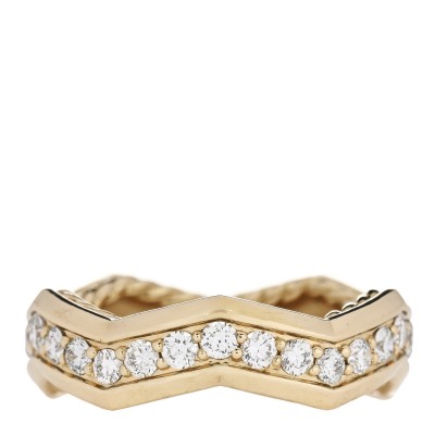 18K Yellow Gold Diamond 5mm Zig Zag Stax Ring 56 7.75