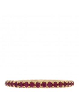 18K Yellow Gold Ruby 2mm Pave Cable Collectibles Stack Ring 58 8.5