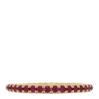 18K Yellow Gold Ruby 2mm Pave Cable Collectibles Stack Ring 58 8.5