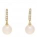 18K Yellow Gold Diamond Freshwater Cultured Pearl Classics Pave Drop Earrings