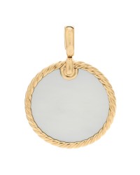 18K Yellow Gold Black Onyx Mother of Pearl Elements Disc Pendant